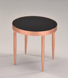 16" 4 Legged Black or Rose Gold Metal & Tempered Glass Top Round Modern End or Bedside Table - Pilaster Designs