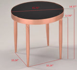 16" 4 Legged Black or Rose Gold Metal & Tempered Glass Top Round Modern End or Bedside Table - Pilaster Designs