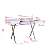Sarai Desk, White Wood & Chrome Metal