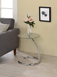 Nadira Sofa Table, Chrome Metal & Glass