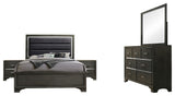 Sonata 6 Piece Upholstered Bedroom Set, King, Gray Wood