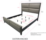 Consuelo 3 Piece Upholstered Bedroom Set, King, Gray Wood