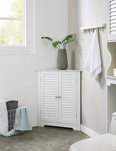 Trevita Corner Bathroom Cabinet, White Wood