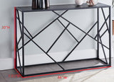 Thurl Console Table, Black Metal & Gray Wood