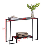 Stamos Console Table, Black Metal & Gray Wood