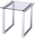 Andi End Table, Chrome Metal & Tempered Glass