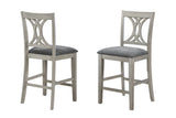 Garcia Counter Height Dining Set, Wash White Wood & Gray Fabric