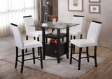 Lenn Counter Height Dining Table, Cappuccino Wood & Beveled Glass Top