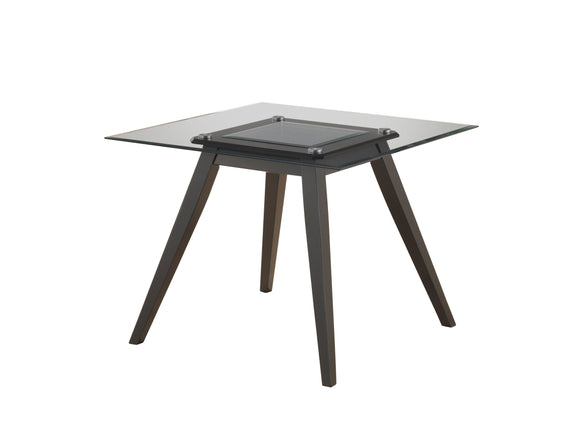 Pyke Dining Table, Cappuccino Wood & Tempered Glass, 40