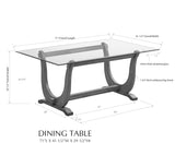 Benoit Dining Table, Gray Wood & Clear Tempered Glass