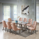 Benoit Dining Chairs, Light Brown Fabric & Gray Wood