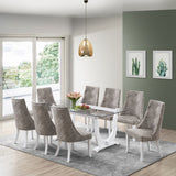 Benoit Dining Chairs, Gray Fabric & White Wood