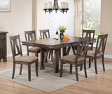 Oslo 7 Piece Dining Set, Brown Wood & Polyester