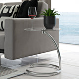 Nadira Sofa Table, Chrome Metal & Glass