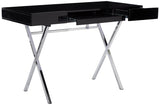 Sarai Desk, Black Wood & Chrome Metal