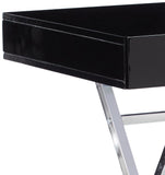 Sarai Desk, Black Wood & Chrome Metal