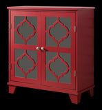 Roman Accent Cabinet, Red Wood & Glass