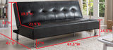 Lane Black Faux Leather Transitional Adjustable Back Klick Klak Sofa Futon Sleeper Bed (Wood Frame) - Pilaster Designs