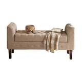 Light Brown Upholstered Microfiber Transitional Tufted Storage Bench Ottoman - Pilaster Designs