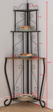Daisy Black Metal & Walnut Wood Transitional 4 Tier Corner Kitchen Bakers Rack - Pilaster Designs