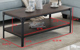 Abel Black & Walnut Metal & Wood Occasional Cocktail Coffee Table With Storage Shelf - Pilaster Designs