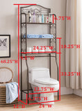 3 Piece Pewter Metal Transitional Etagere Over The Toilet Bathroom & Storage Organizer Display Set - Pilaster Designs