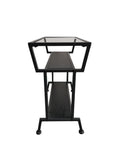 Davos Side Table, Black Metal, Tempered Glass & Wood