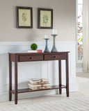 Noah Walnut Wood Contemporary Occasional Entryway Console Sofa Table With Storage Drawers & Shelf - Pilaster Designs