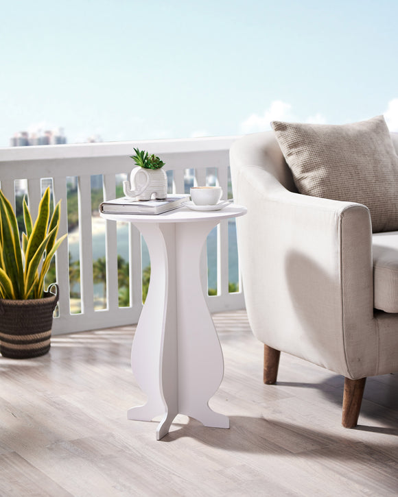 Keswick Side Table, White Plastic Wood