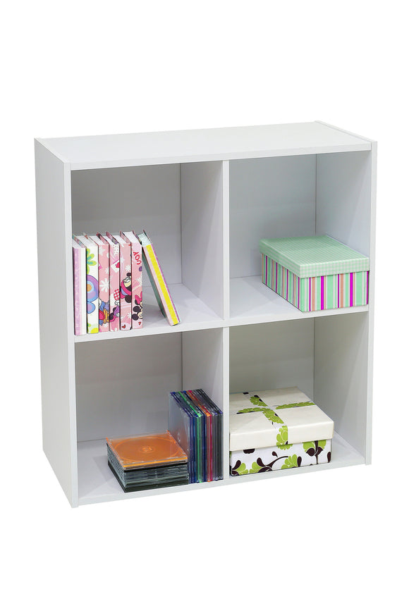 Darrin 4 Cube Bookcase, White Wood