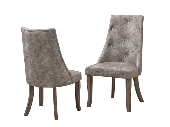 Benoit Dining Chairs, Gray Fabric & Gray Wood