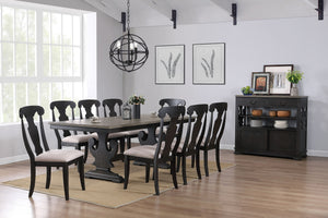 Frates 10 Piece Dining Set, Black & Brown Wood