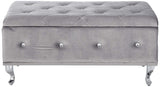 Jane Storage Bench, Gray Velvet