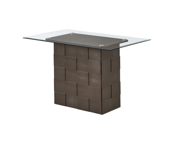 Caputo Counter Height Dining Table, Gray Wood & Tempered Glass