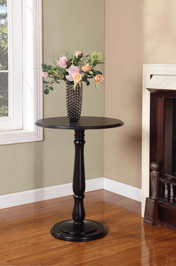 Coby Black Wood 14-Inch Round Accent Side Plant Stand Display Table - Pilaster Designs
