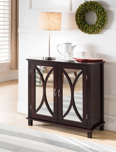 Luke Espresso Wood Contemporary Accent Entryway Display Console Table With Mirrored Cabinet Door Storage - Pilaster Designs