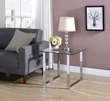 Andi End Table, Chrome Metal & Tempered Glass
