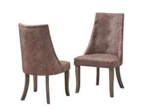 Benoit Dining Chairs, Dark Brown Fabric & Gray Wood