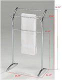 Chrome Metal Free Standing Kitchen & Bathroom Towel & Quilt Rack Stand Organizer (3 Bars) - Pilaster Designs