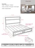 Tokyo 5 Piece Storage Bedroom Set, King, White Wood