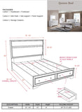 Tokyo 5 Piece Storage Bedroom Set, Queen, White Wood