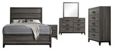 Asheville 5 Piece Bedroom Set, King, Gray Wood