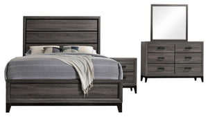 Asheville 4 Piece Bedroom Set, Queen, Gray Wood
