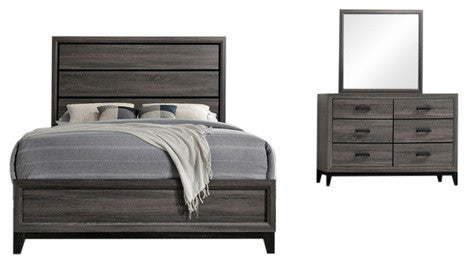 Asheville 3 Piece Bedroom Set, Queen, Gray Wood