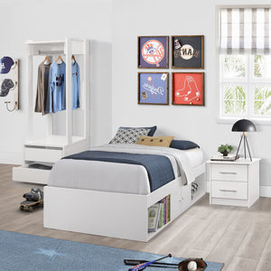 Tiara 3 Piece Bedroom Set, White Wood