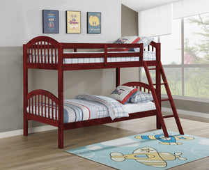 Seaport Arched Twin Size Convertible Bunk Bed, Cherry
