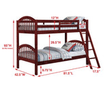 Seaport Arched Twin Size Convertible Bunk Bed, Cherry