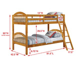 Seaport Arched Twin Size Convertible Bunk Bed, Honey