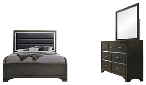 Sonata 3 Piece Upholstered Bedroom Set, Queen, Gray Wood