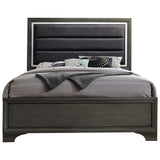 Sonata Upholstered Panel Bed, King, Gray Wood